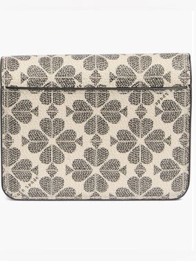 kate spade signature spade Ivory and Black flower bifold wallet